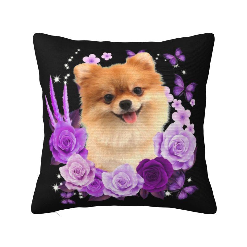 

Custom Nordic Pomeranian Dog With Summer Leaf Sofa Cushion Cover Velvet Pet Spitz Pillow Case Bedroom Decoration 30x30cm 12x12in