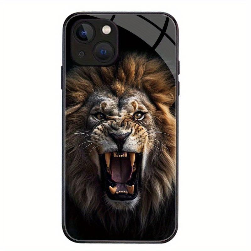 Gehärtete Glas-Handyhülle mit Löwenmuster, geeignet für iPhone 17, 16, 15, 14, 13, 12, 1 Pro/Max/Plus, kratzfest und stoßfest