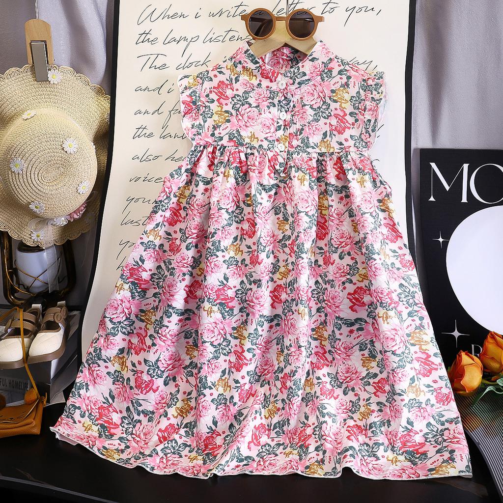 Girls' Flowery Cute Princess Dress - Summer Children's Casual Dress