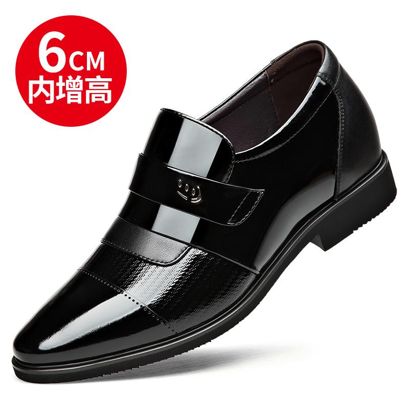Old man head dress leather shoes heightening optional men's first layer cowhide business leather shoes genuine leather glossy groom wedding shoes