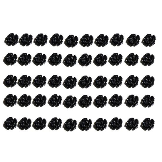 50Pcs/Bag Nail Accessories Creative Three-dimensional Resin Functional Black Rose Rhinestone for Party