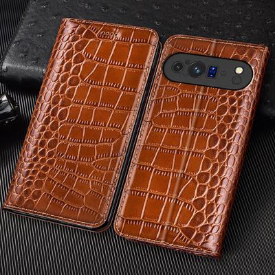 Krokodýlí pravá kůže Flip pouzdro Pro Google Pixel 3 3A 4 4A 5 5A 6 6A 7 8 8A 9A 9 10 Pro XL 4G 5G Telefon peněženka Kryty Pouzdra
