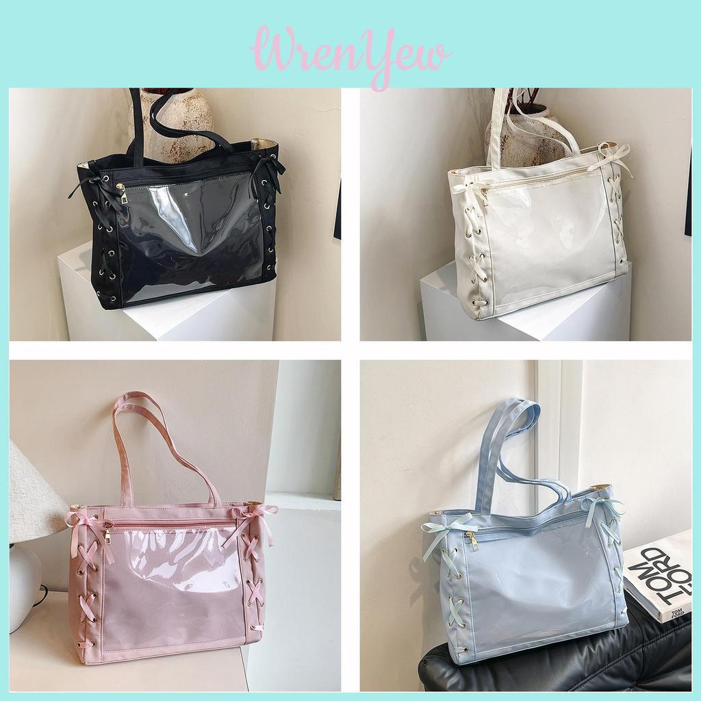 Large Capacity Transparent Nylon Tote With Zipper Closure And Internal Phone Pocket For Daily Wear