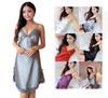 Sexy Lace Women Night Dress Nightwear Mini Deep V Straps Skirts Sleepwear Silk