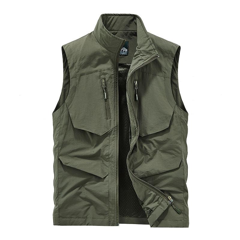 Vest Outer Wear Men's Vest Sleeveless Sports Loose Breathable Vest Multi-bag Quick-drying Casual Vest