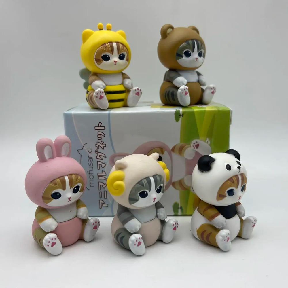 4cm Mofusand Action Figure Set Animal Headwear Doll Cute Pvc Model Blind Box Desktop Decoration Crafts Toys Birthday Gift