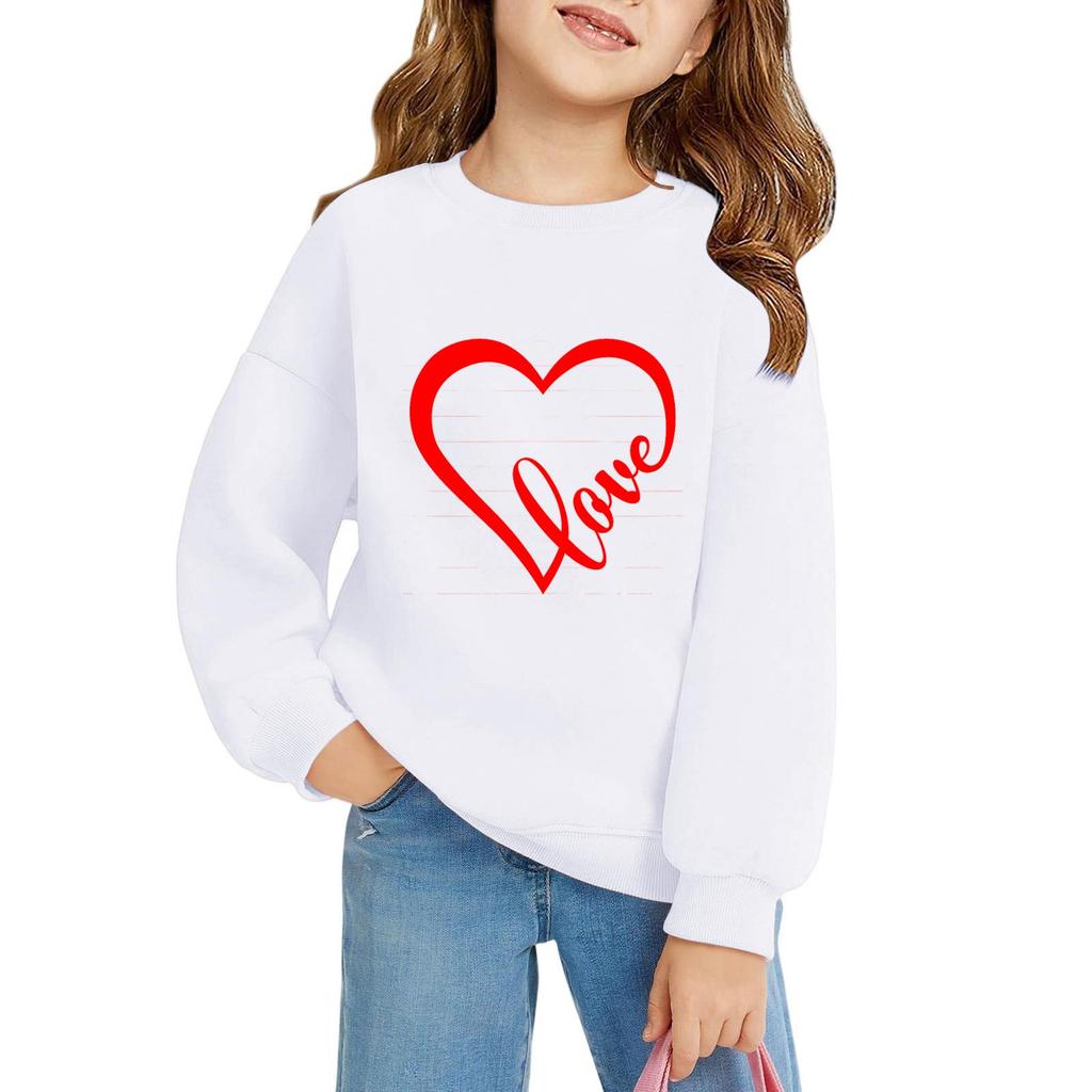 Mädchen Rundhals-Pullover für Kinder Bedruckte Baby-Oberteile Valentinstag