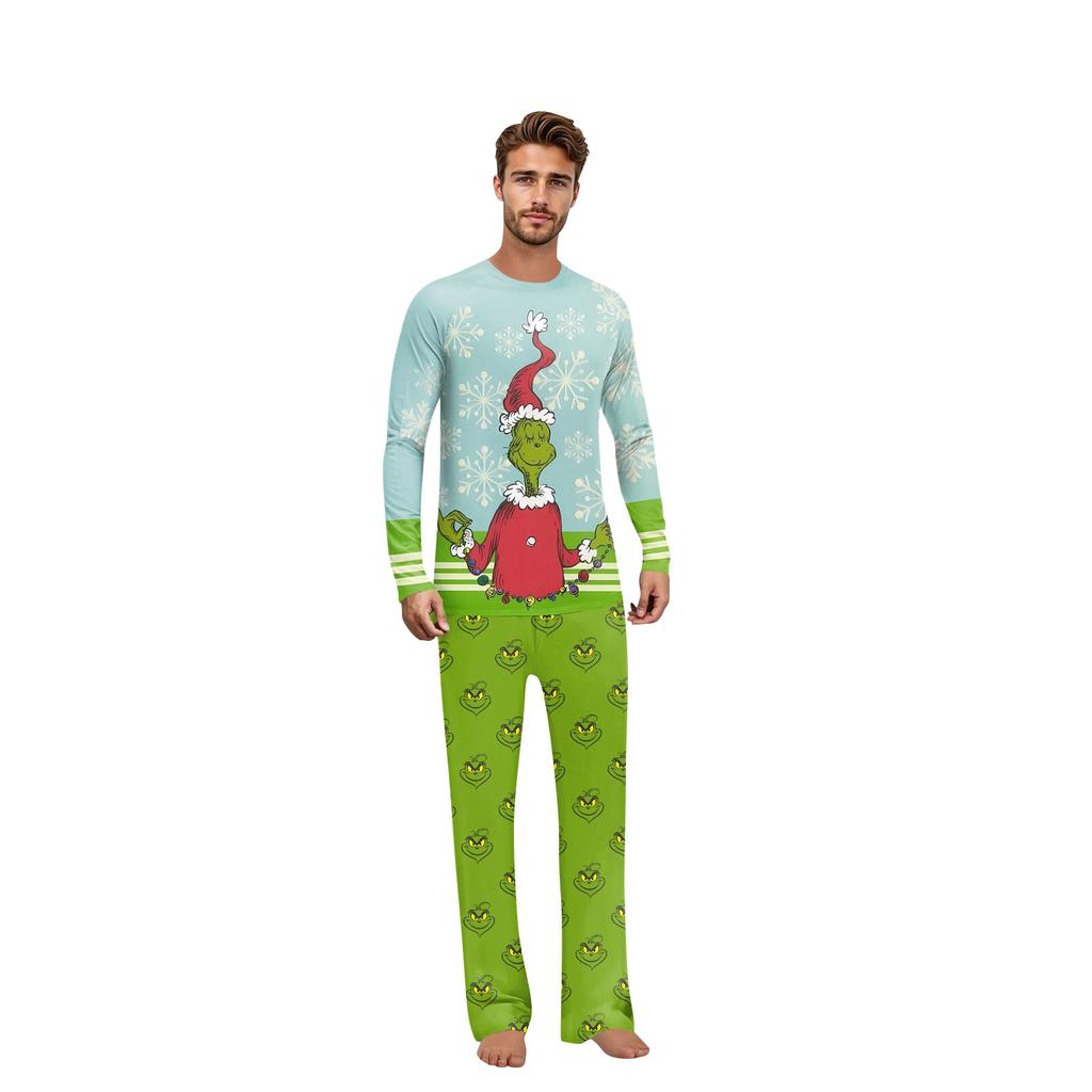 Set di top e pantaloni a maniche lunghe coordinati per la famiglia con stampe natalizie Set coordinati per la famiglia