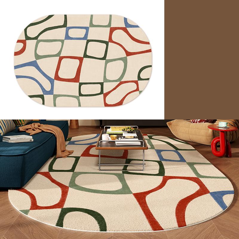 Living Room Carpet Sofa Coffee Table Rug Irregular Non-slip Floor Mat Machine Washable Soft Bedroom Rugs Retro Home Decoration