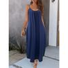 Women's Solid Color Low-cut V-neck Loose Laxy Style Sling Dress, Slimming Spring Summer Casual Dress for Foreign Trade