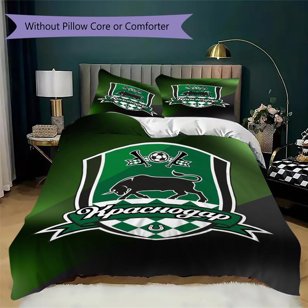 Fc Krasnodar Pattern Bedding uilt Set uilt Cover Pillowcase Home Decoration Birthday Gift (1*duvet cover + 2*pillowcase without core)