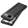 Case for Google Pixel 7,Pixel 7a,Pixel 7 Pro,Pixel 8,Pixel 8 Pro.Carbon Fiber PU Splicing Fine Grain PU Paired with Red Vertical Stripes Phone Case