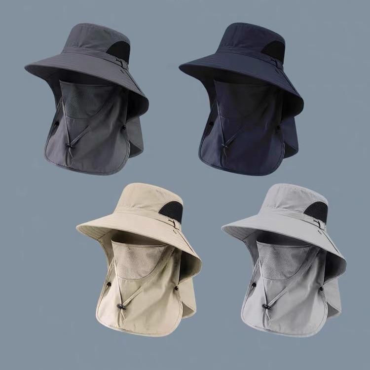 Summer outdoor sports fishing mountaineering sunshade sunscreen hat large brim removable UV bucket hat men and women