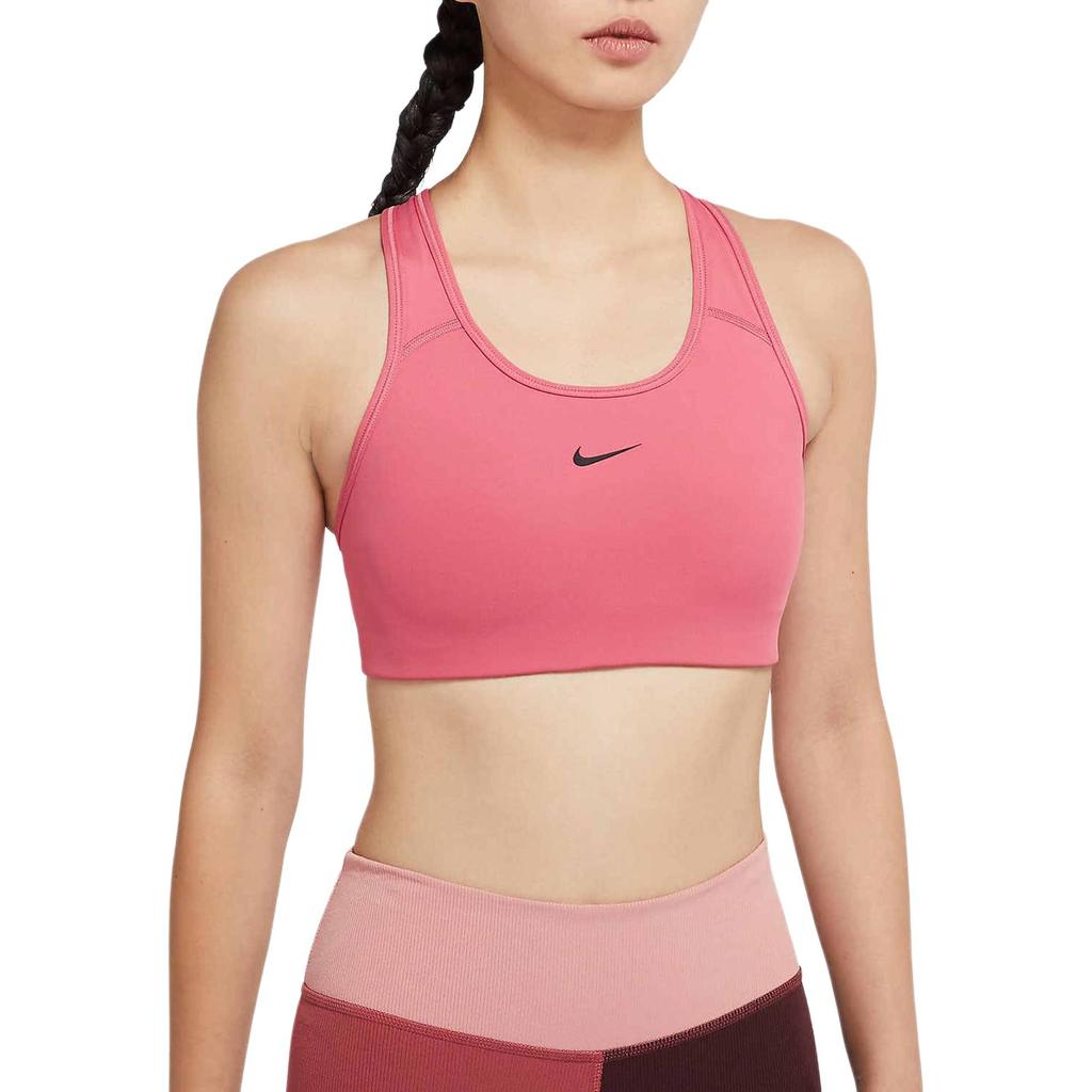 Nike Solid Color Medium Support One-Piece Padded Sports Tank Top Women Tops Pink BV3637-622