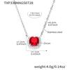 Stainless Steel Zircon Necklace, Ring & Earrings Set with Red Gemstones