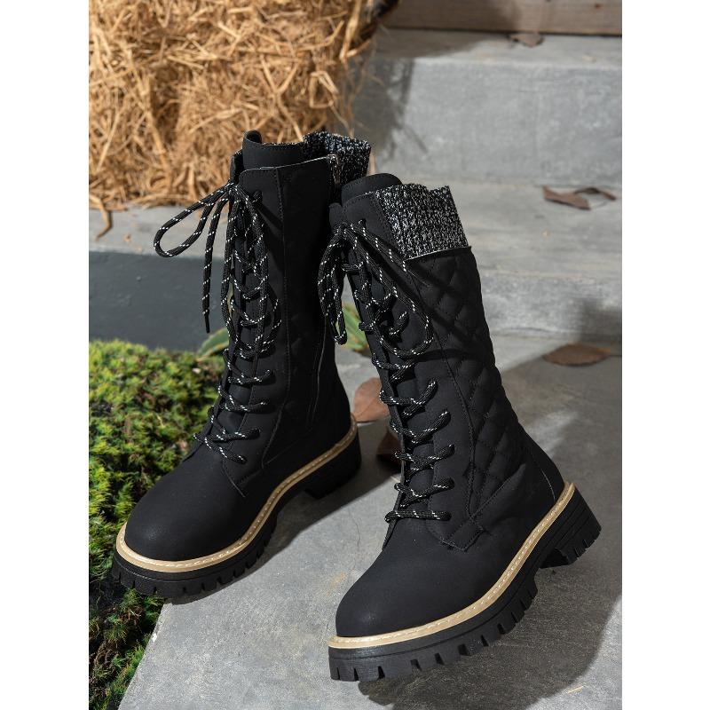 Lace-up Woolen Mid-leg Boots Women's Winter 2025 New Fleece Platform Size Muffin Martin Boots