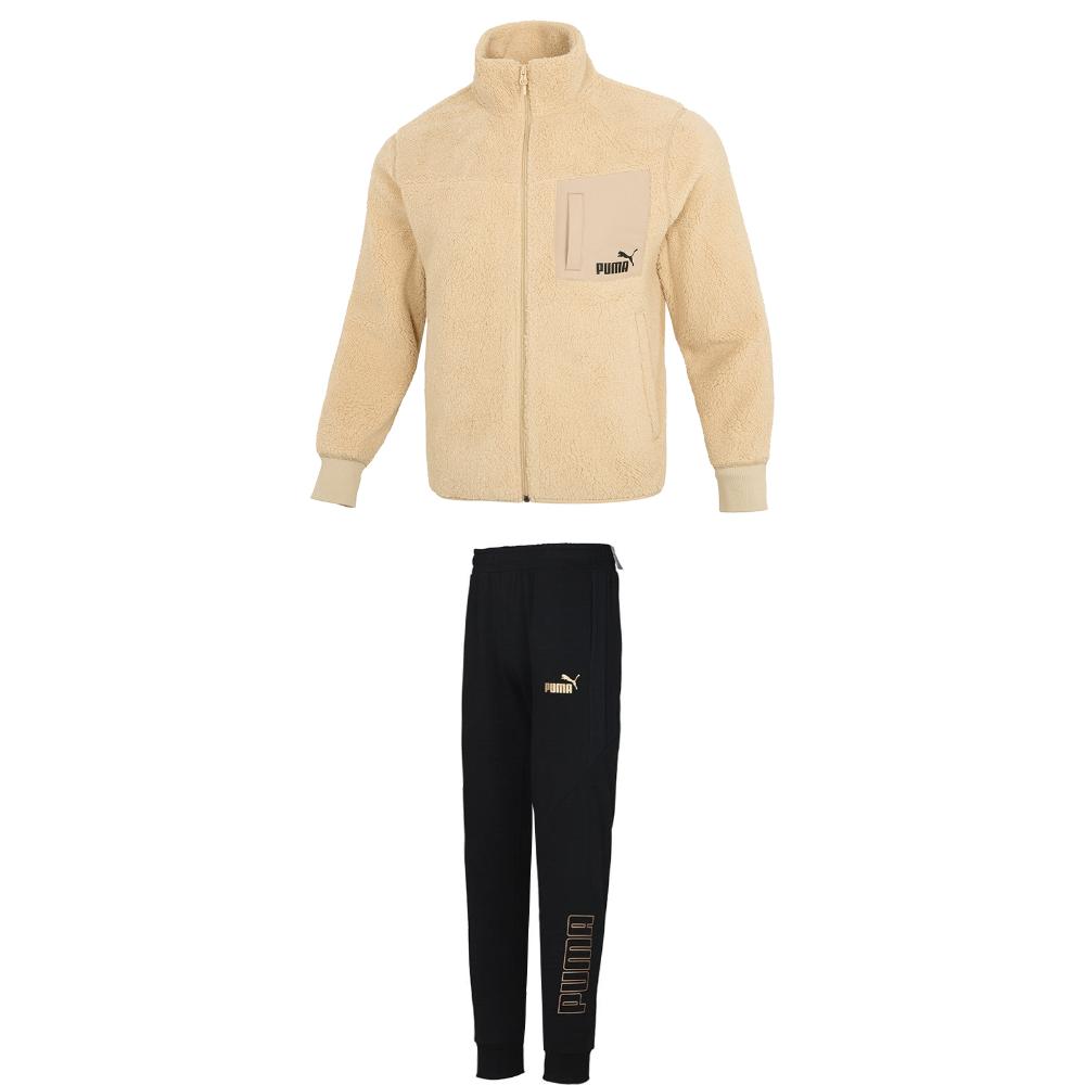 Puma Zip Collar Long Sleeve Knit Top And Cuffed Mid Waist Long Pants Casual Sports Set Men Sets 673645+848257