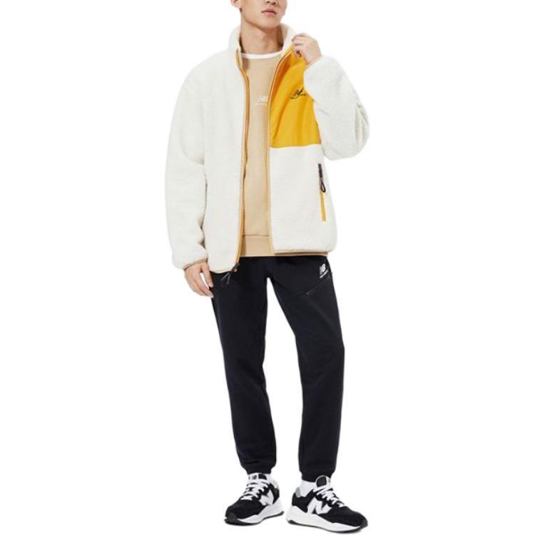 New Balance Velvet Jackets Unisex White Stand Collar Moderate AMJ13346-MLT
