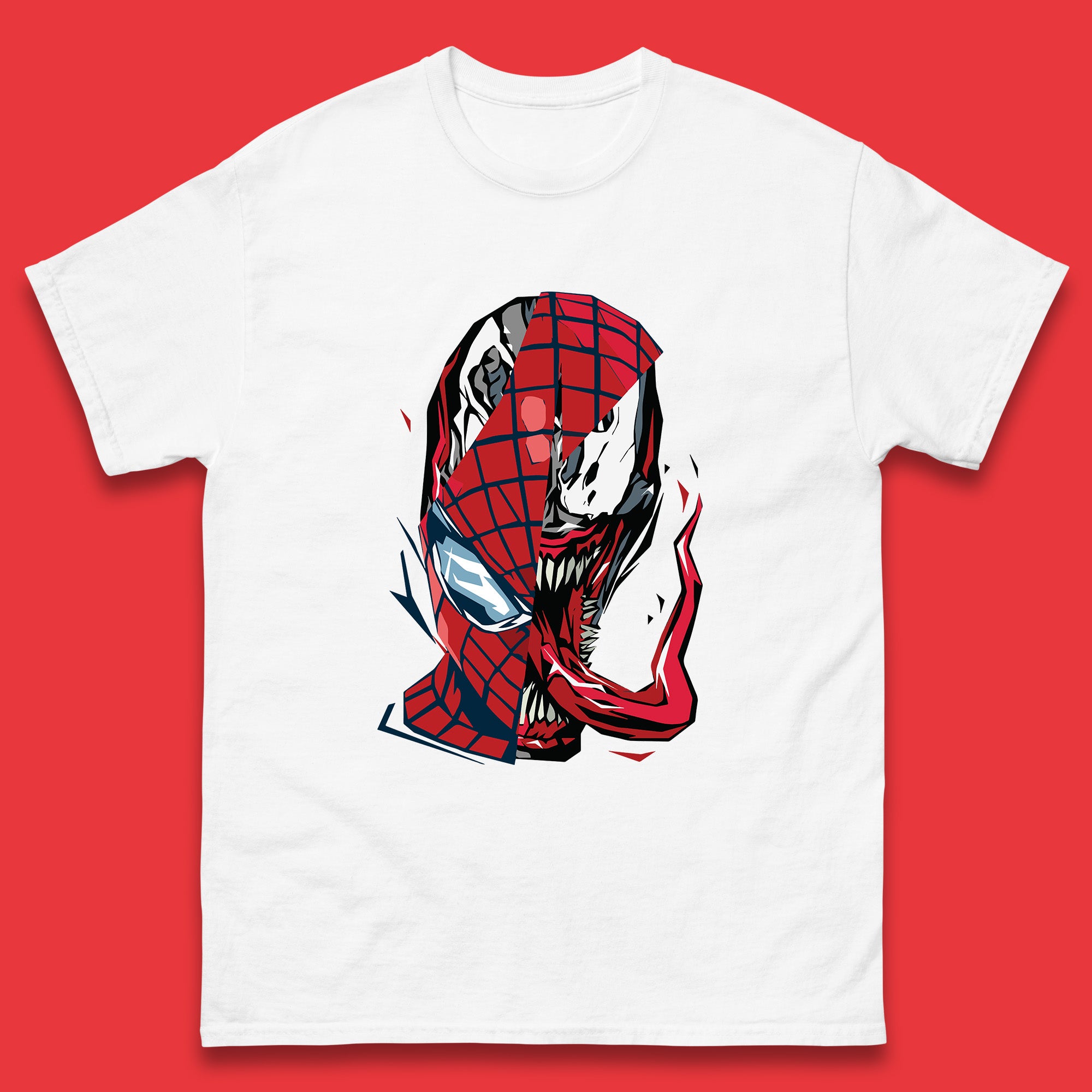 Marvel Spider-Man Maximum Venom Miles Morales Big Face Marvel Avenger Spider-Man & Venom Face Mens Tee Top XL