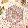 Cartoon Landscape Sticker Pink Candy House Miniature World 3D House Unzip DIY Scene Manual Post