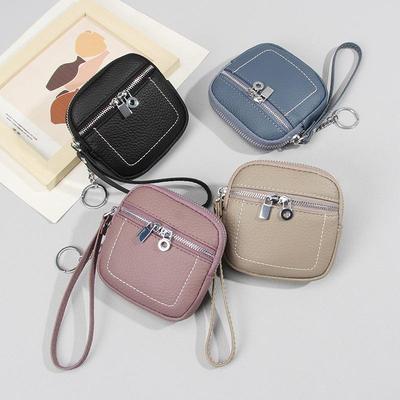 2025 Women's Genuine Leather Compact Wallet with Lipstick & Earphone Storage, Keychain, and Mini Coin Purse.
