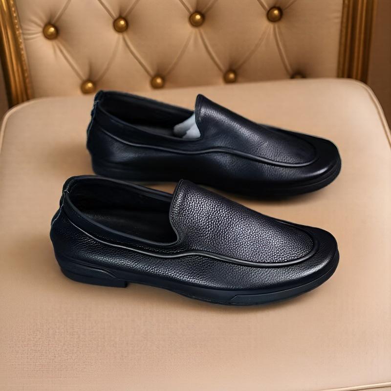 Men's Soft Leather Business Loafers - Slip-On Casual Formal Shoes
