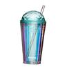 Duoyashu Bunter doppelwandiger Becher mit Strohhalm