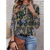 Women's T-shirt 3D Printing Green Plant Print Fashion Long Sleeve Round Neck Regular Top Holiday Weekend Spring and Autumn