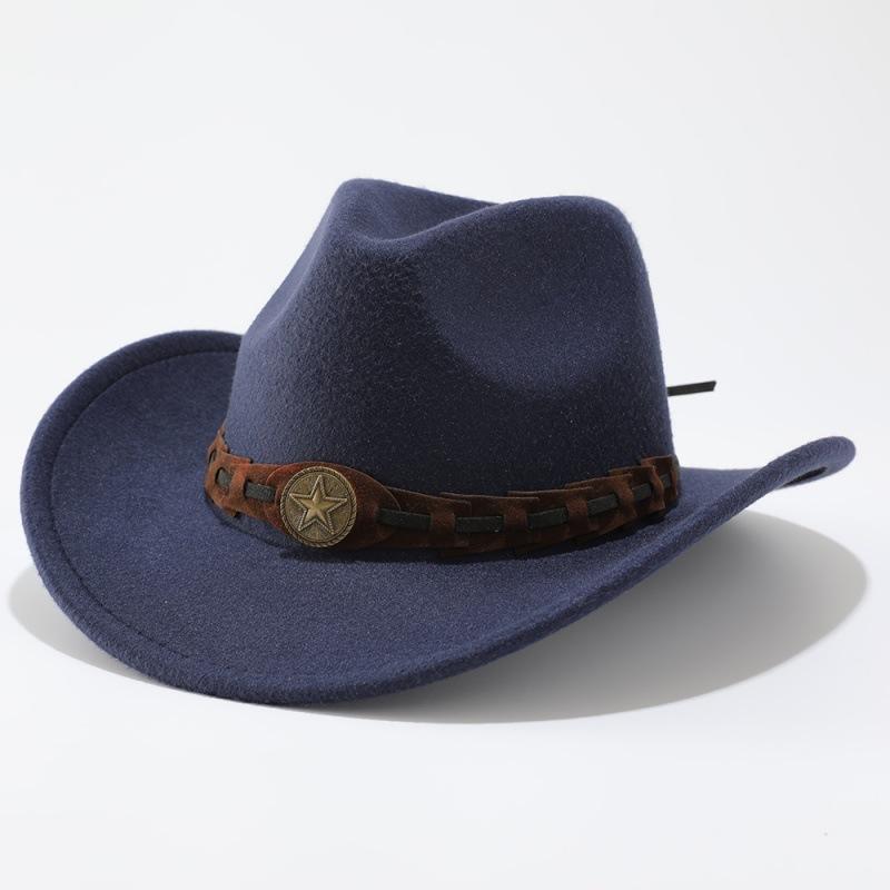 European and American men and women couple hats woolen western cowboy top hat trendy new minority woolen hat