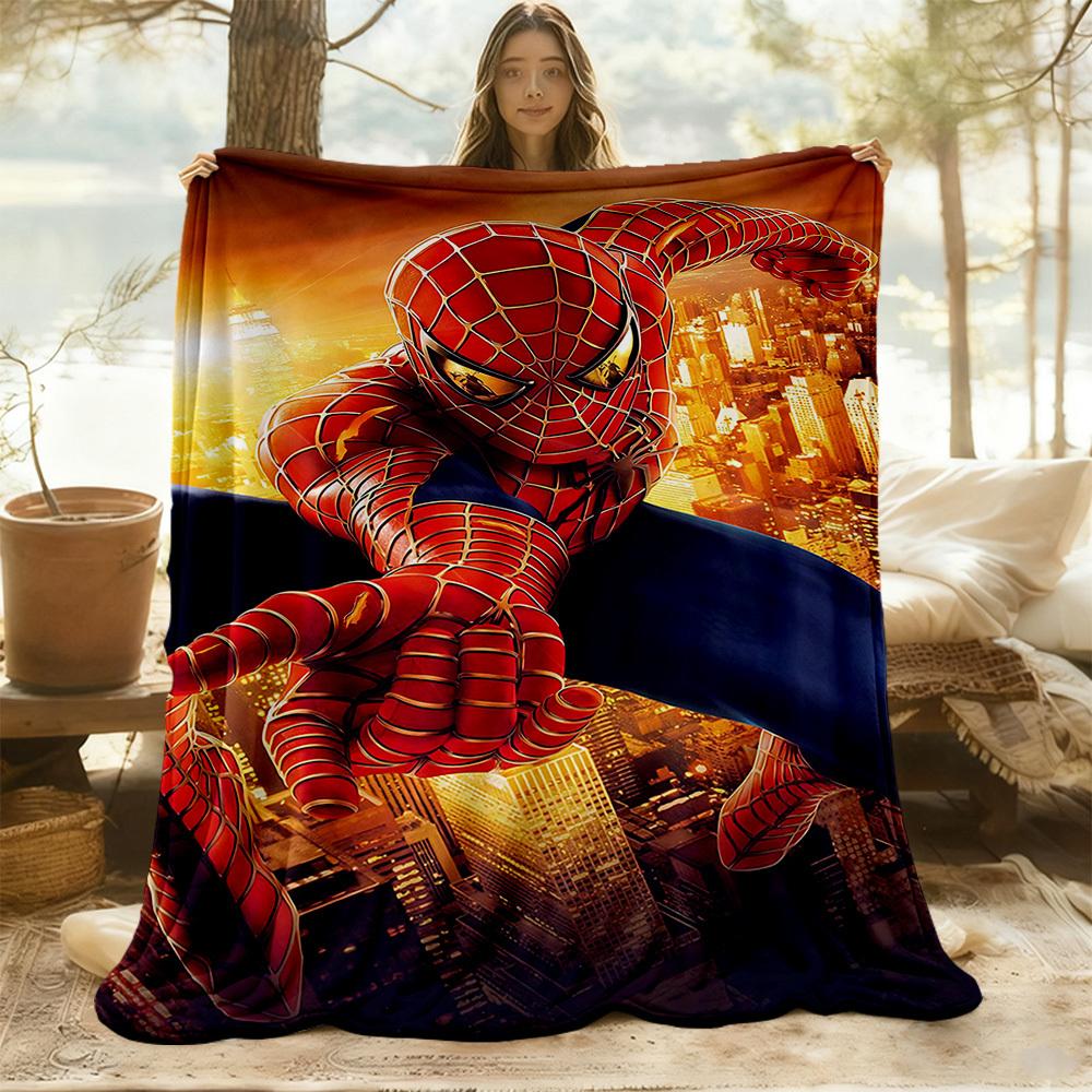 Spider-Man Netz Außen Flanell Überwurfdecke - HD Gedruckt Leicht Weich Warm Ganzjahresdecke für Sofa, Bett, Reisen, Camping 1203046