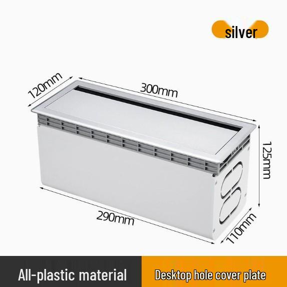 Dustproof Aluminum Cable Management Box: Flip-Top Desk Wire Cover Plate with Brush