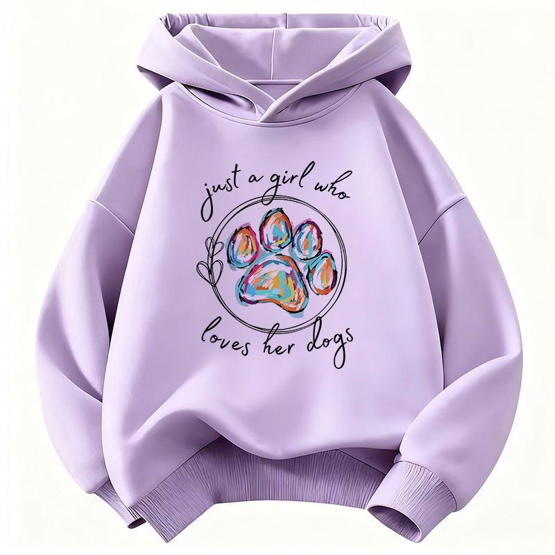 Spring Autumn Kids Hoodie Sweatshirt Animal Dog Paw Prints Graphic Print Casual Boys and Girls' Daily Wear