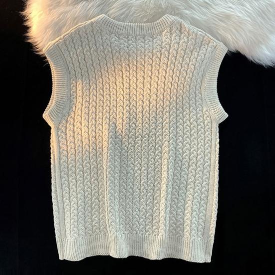 Pánská pletená vesta svetr Jednobarevná Dlouhý rukáv Kulatý výstřih Volná Hřejivá Ležérní Preppy styl Pulovr Vesta svetr pro každodenní nošení