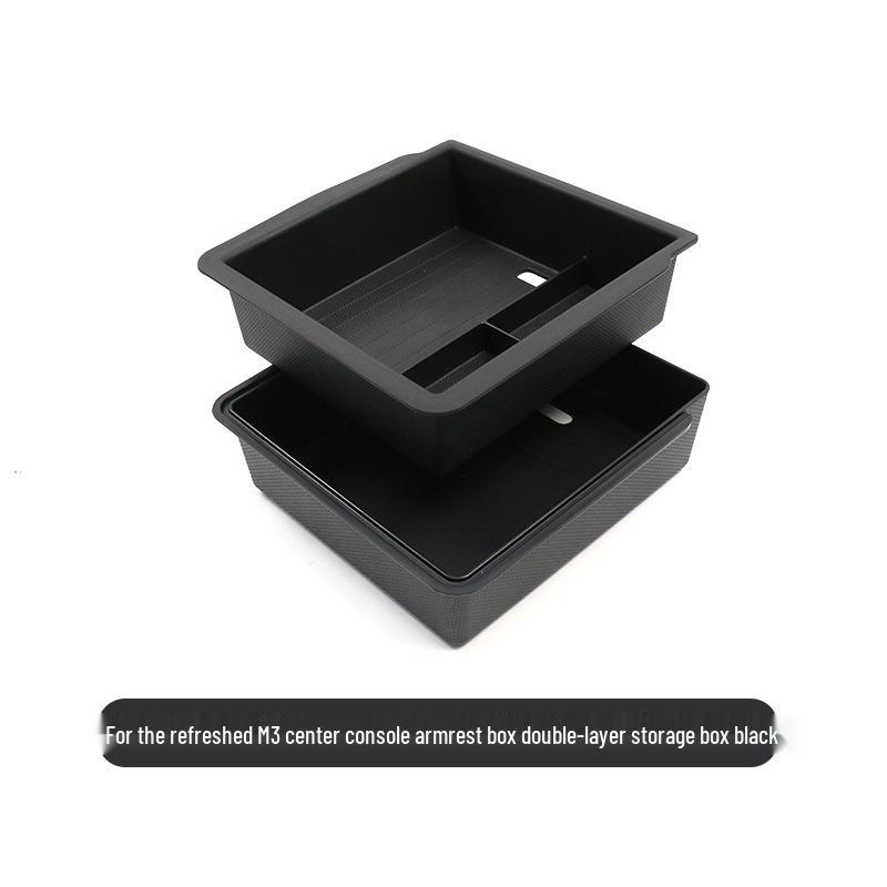 Tesla Model 3 Facelift Double-Layer Center Console Glasses Holder & Storage Box Accessory.