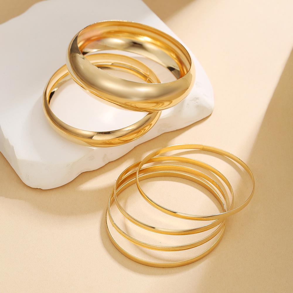 Women's jewelry fashion exaggerated metal arc plain ring bracelet bracelet wide face multi-layer simple bracelet