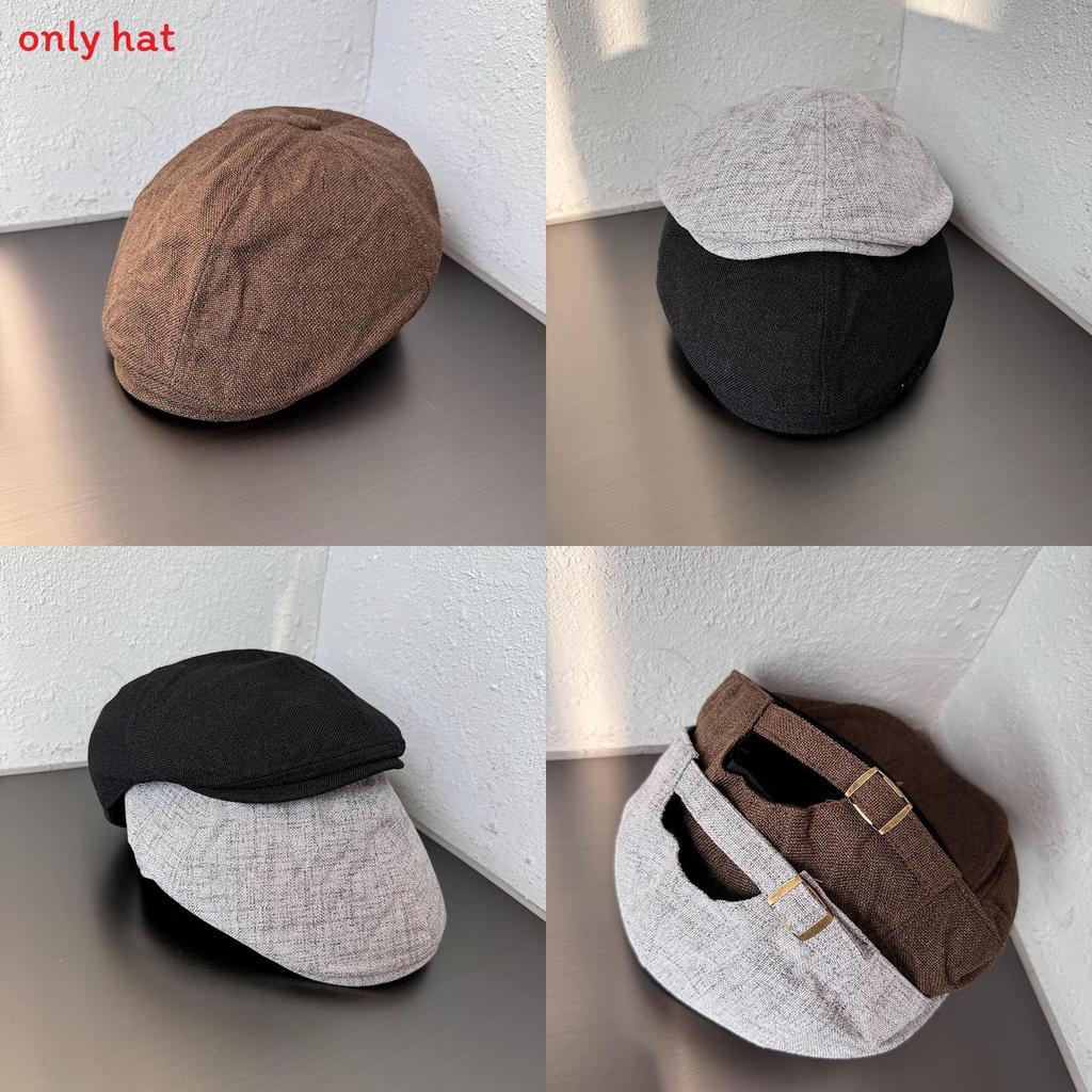 Simple Solid Color Cotton Linen Neutral Casual Beret For Autumn Casual Looks