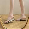 Designer Sommer Strand Dame Klips Tå Tøfler Mote Utendørs Slip On Kilehæl Slides Kvinnelige Flip Flop Sko
