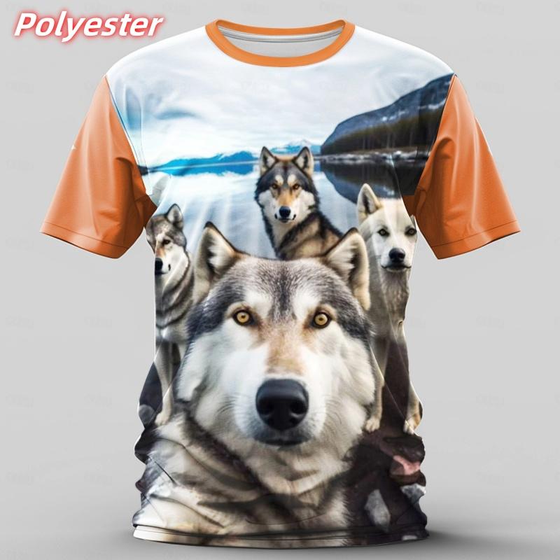 3D printed wolf bear T-shirt men s cat otter pattern T-shirt XS