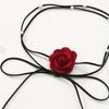 Stylish Camellia Jewelry Set Unique Flower Beaded Necklace and Earrings Floral Theme Neckchain Ear Studs Ornament