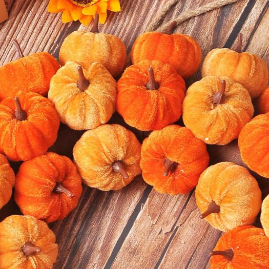 40CM Artificial Cloth Pumpkin Wreath Indoor Outdoor Front Door Wall Hanging Fake Pumpkin Garland Autumn Halloween Thanksgiving Day Harvest Festival