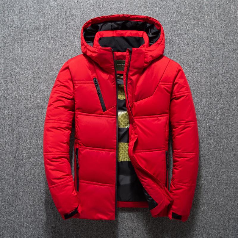 Men s Short Down Jacket: Casual Outdoor Winter Coat, Thick and Warm 2XL красный
