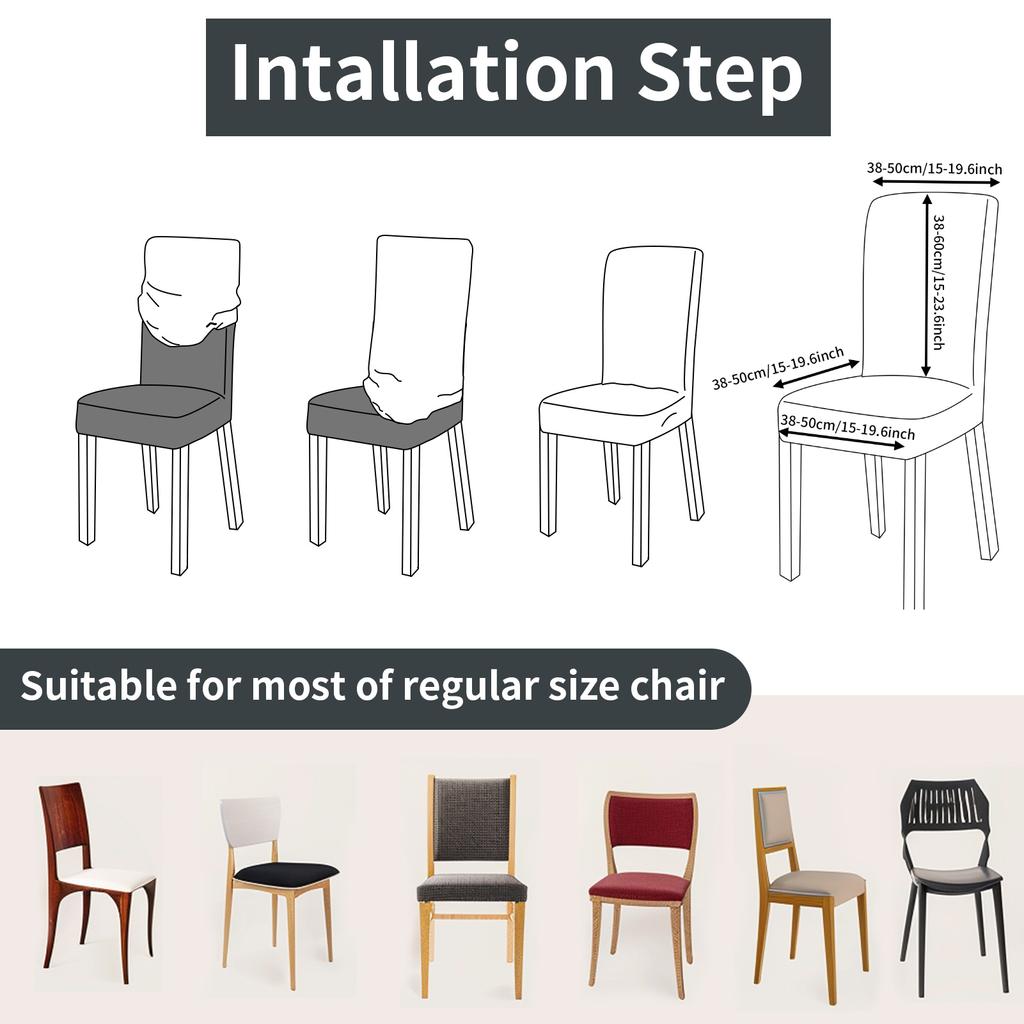 Set of 4 Elastic Chair Cover Dining Room Slipcovers Stretch Solid Removable Seat Protector Furniture Protector Office Home Decor
