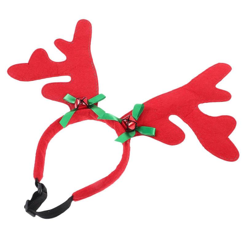 Pet Christmas Headband Adjustable Deer Horn for 4Pcs Holiday Decor