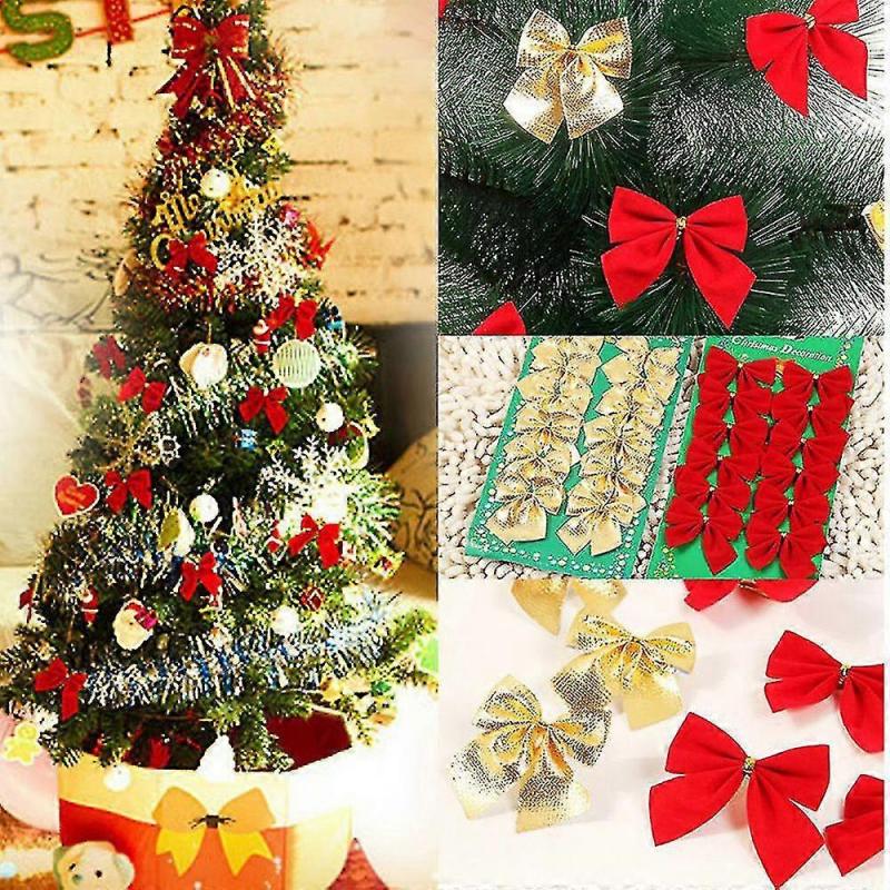 24pcs Bow Twist On Christmas Tree Wreaths On Crafts Winter Decorations For Weddingsred) bd