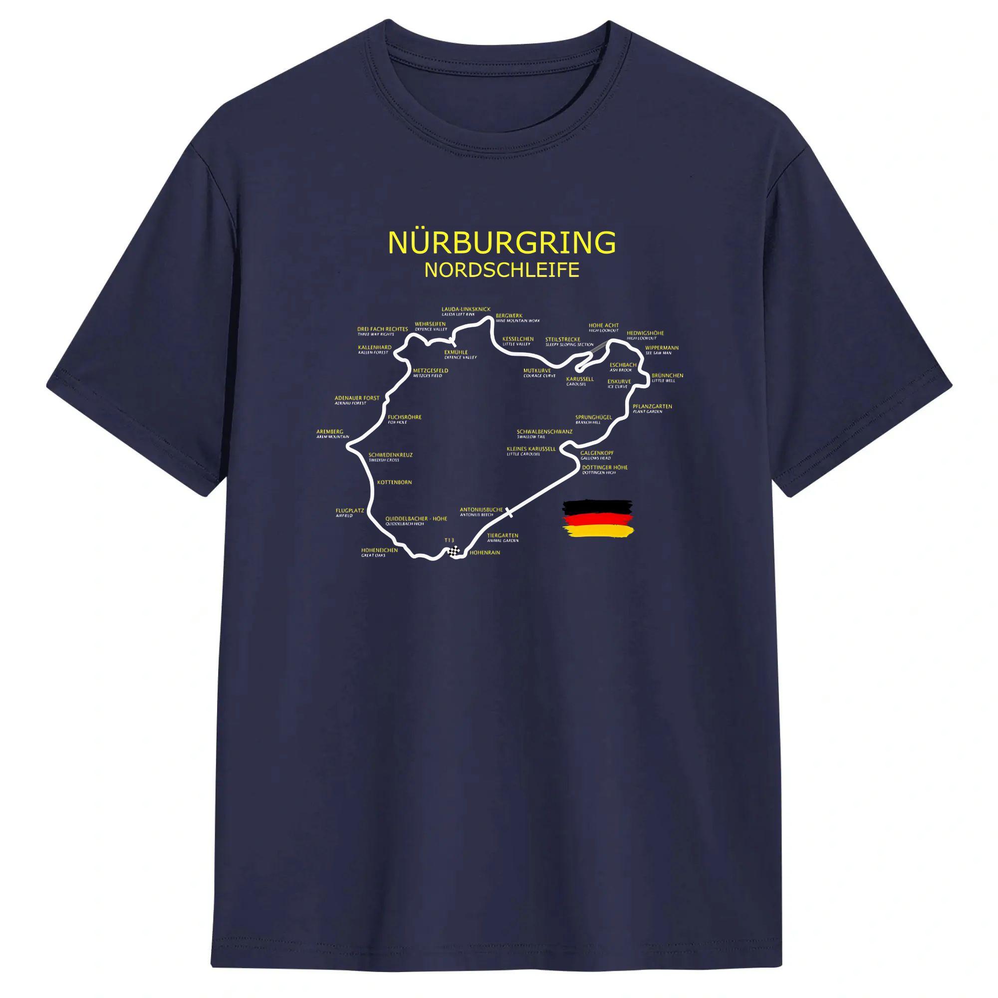 Футболка Харадзюку The Nurburgring Хлопковые Футболки Хип-Хоп Футболка для Взрослых Летние Y2K Классический Узор Топы с Коротким Рукавом L black