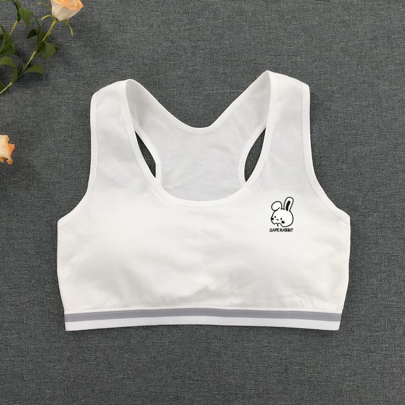 New Girls' Sports Training Bra, Safe Rabbit Pattern, Kids Underwear for Primary & Junior High Students, Teen Tube Top Bra