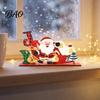 Christmas Tree Tabletop Decor Wooden Ornaments, Decoration with Santa Claus Snowman Elk Desktop Holiday Decorations Designs for Home Party And Window