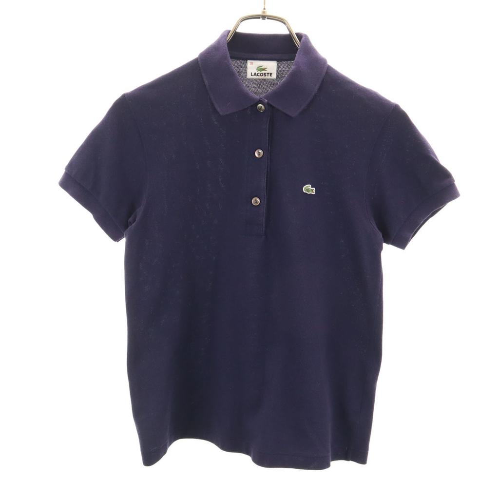 Lacoste Made In Japan Short Sleeve Polo Shirt 38 Navy Fawn Women Used