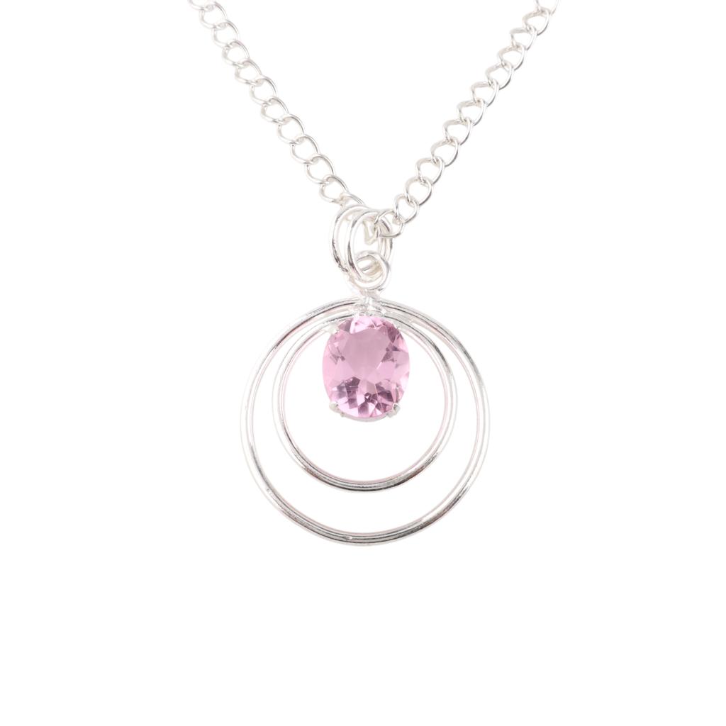 Morganit Ädelsten 925 Sterling Silver Handgjorda Smycken Bröllopspresent Hänge 1,65" PP-61-14