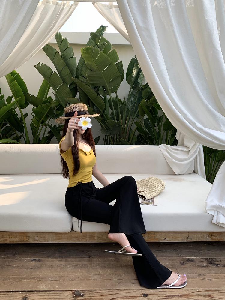 New Korean Style High-Waist Slim Micro-Flare Wide-Leg Pants for Women